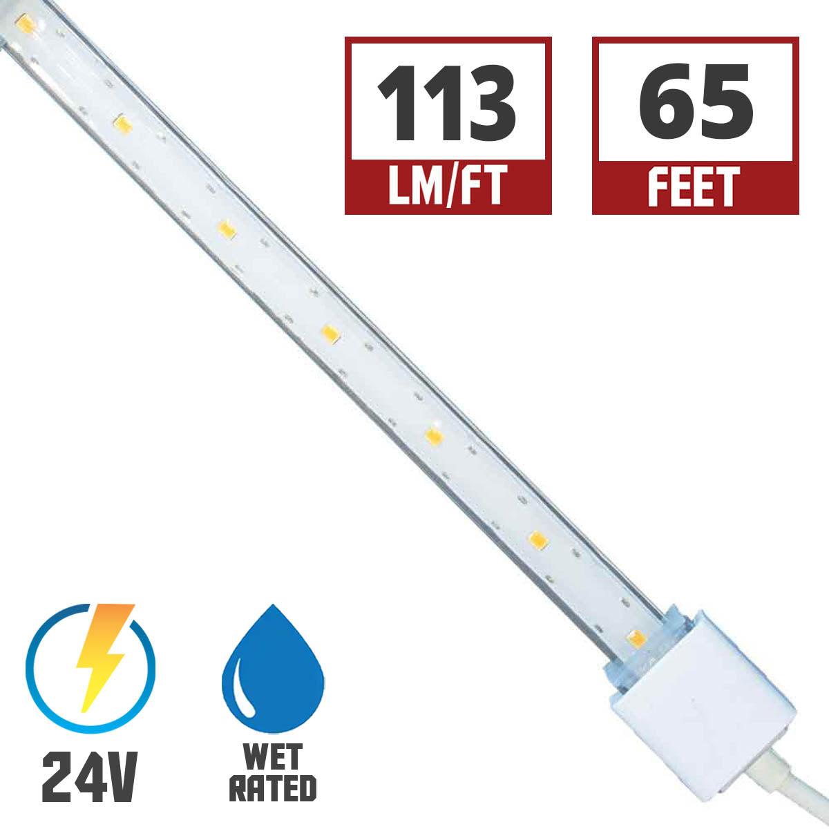 Hydrolume Slim Wet Location LED Tape Light, 65ft Reel, 120 Lumens per Ft, 24V - Bees Lighting
