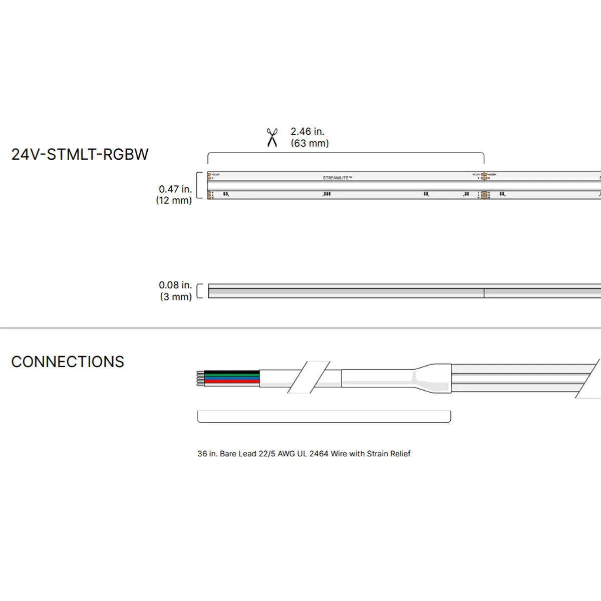 Streamlite RGBW LED Strip Light, 16.4Ft Reel, 270 Lm/Ft, 24V - Bees Lighting