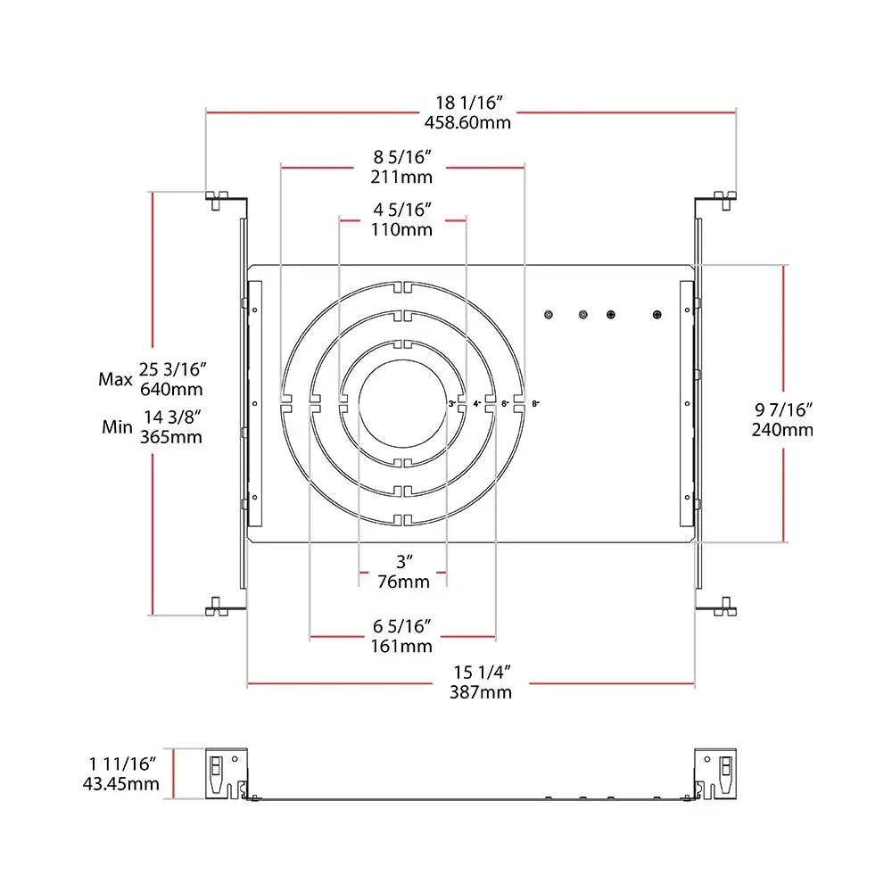 Mounting Plate For 3"/4"/6"/8" Recessed Downlights with Nailer Bar - Bees Lighting