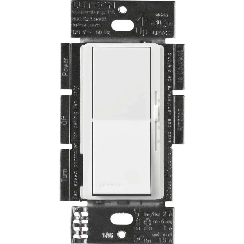 Lutron Diva 3-Speed Fan Control and Light Switch, 1.5A Fan/1A LED, Single Pole - Bees Lighting