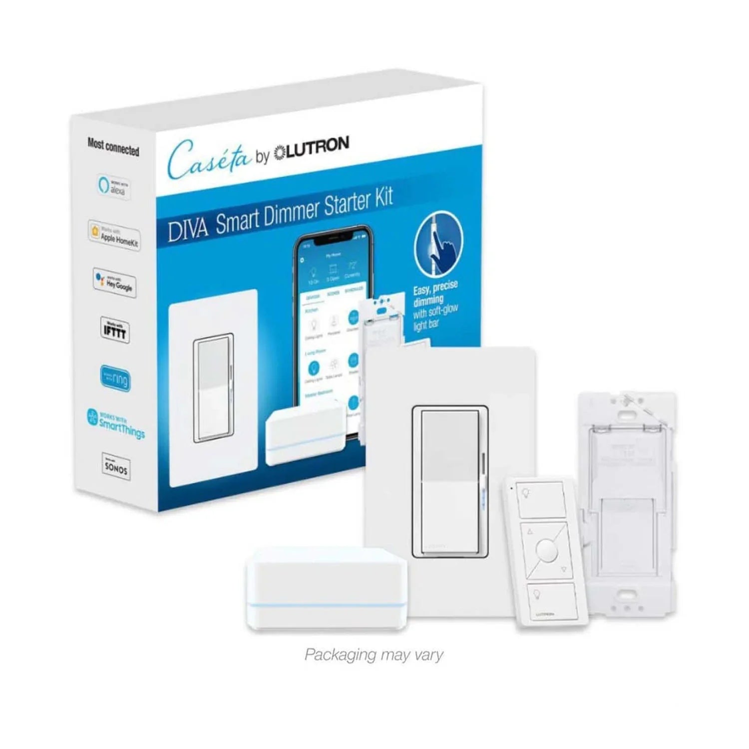 Caseta Wireless Smart Dimmer Starter Kit with Smart Hub and Pico Remote, 150-Watt LED - Bees Lighting