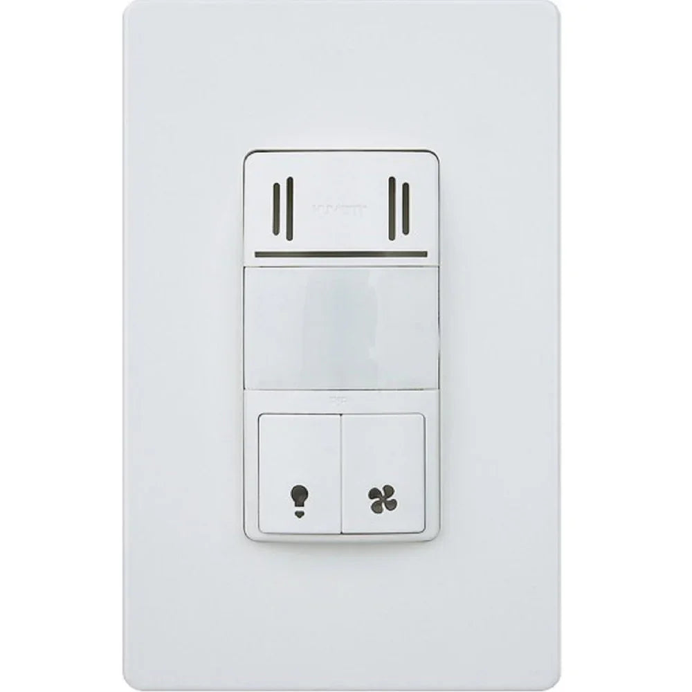 Dual Technology Humidity Sensor and 180° PIR Motion Sensor Wall Switch, White - Bees Lighting