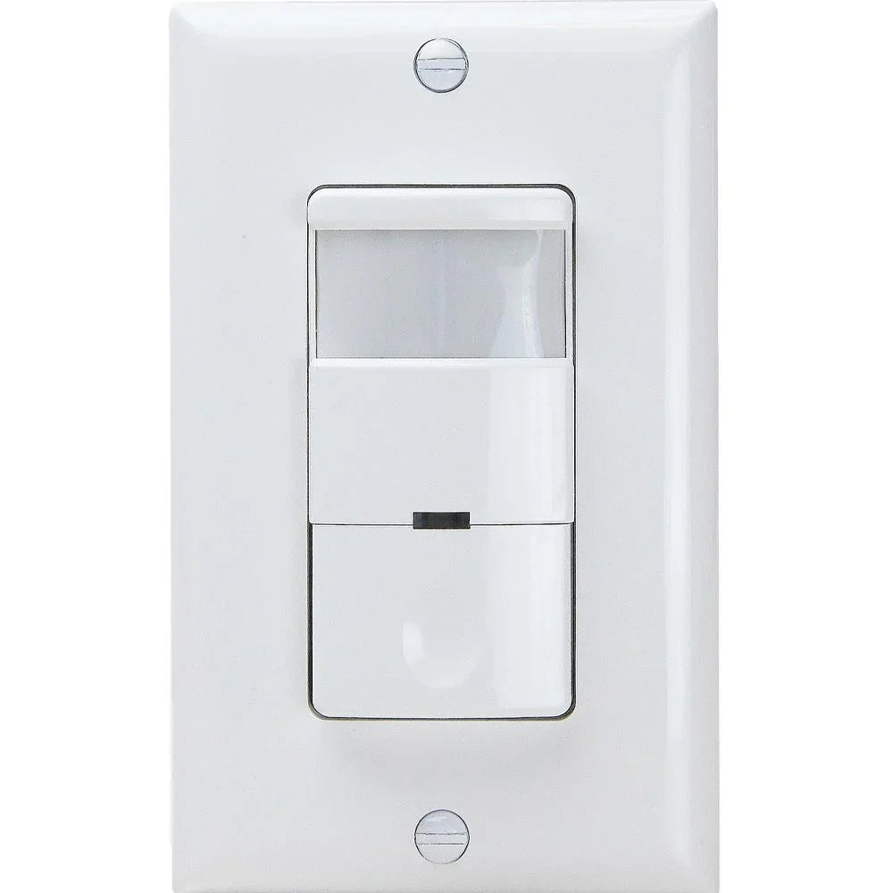 PIR 180° Occupancy|Vacancy Motion Sensor Wall Switch, 8A, 120-277V, White - Bees Lighting