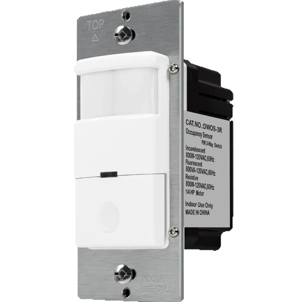 PIR 180° Occupancy|Vacancy Motion Sensor Wall Switch, 6A, 120V, White - Bees Lighting