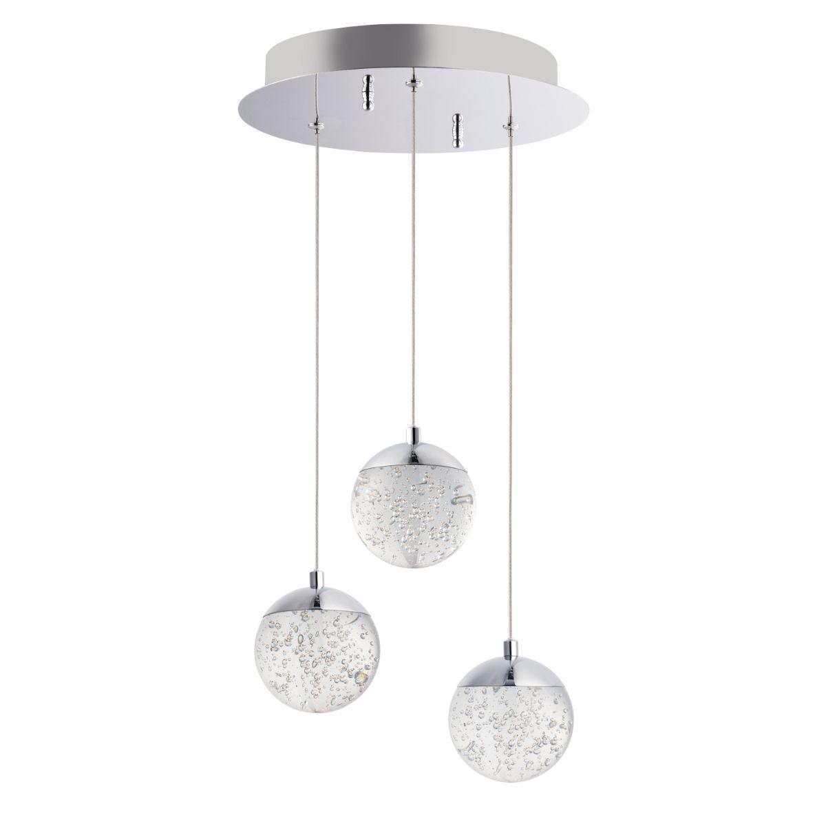 Orb II 12 in. 3 Lights LED Pendant Light Chrome finish - Bees Lighting
