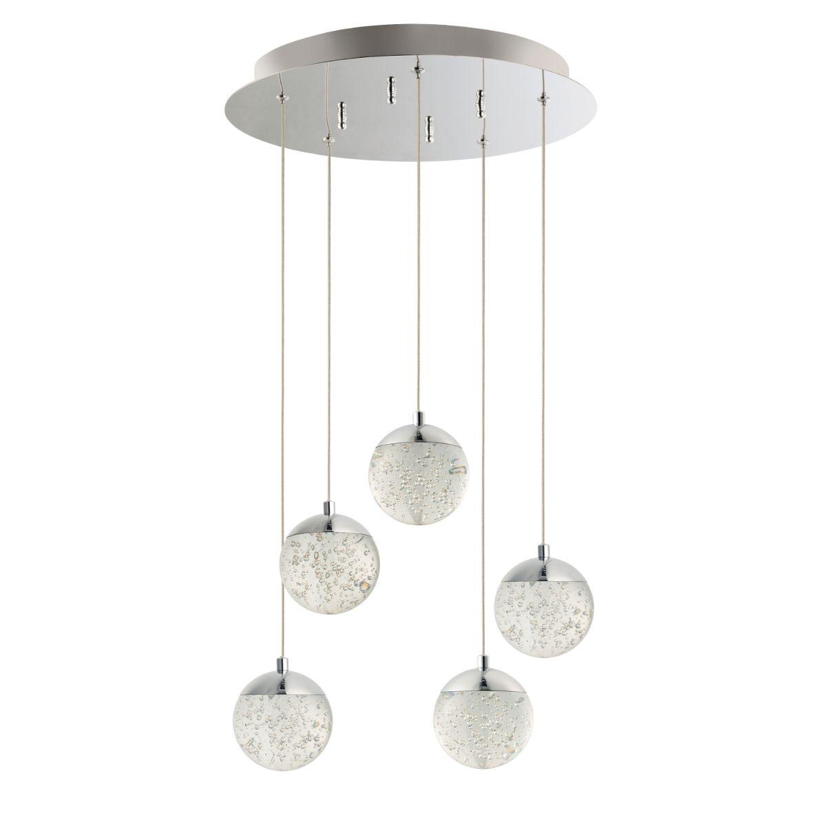 Orb II 16 in. 5 Lights LED Pendant Light Chrome finish - Bees Lighting