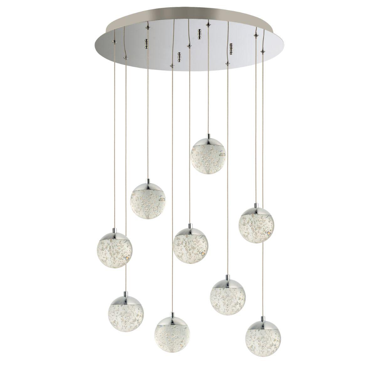 Orb II 22 in. 9 Lights LED Pendant Light Chrome finish - Bees Lighting
