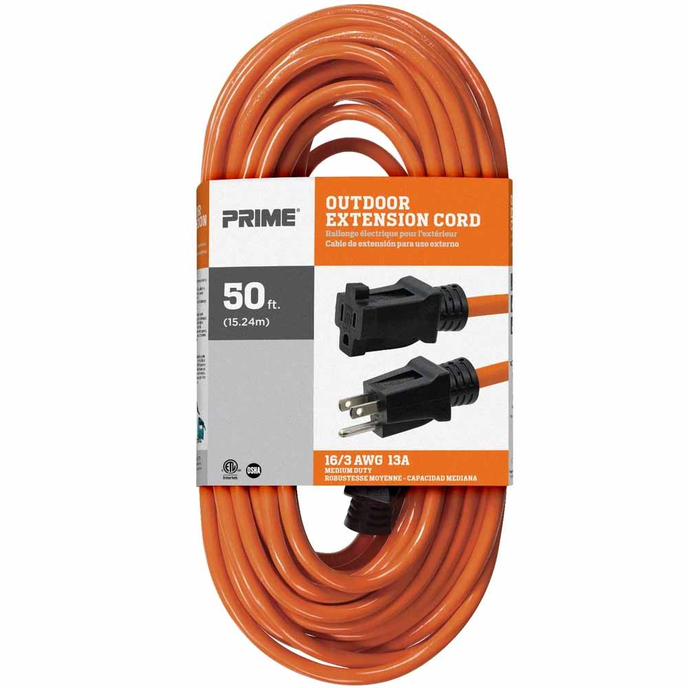 Prime Ec501630 50' 16/3 SJTW Orange Extension Cord