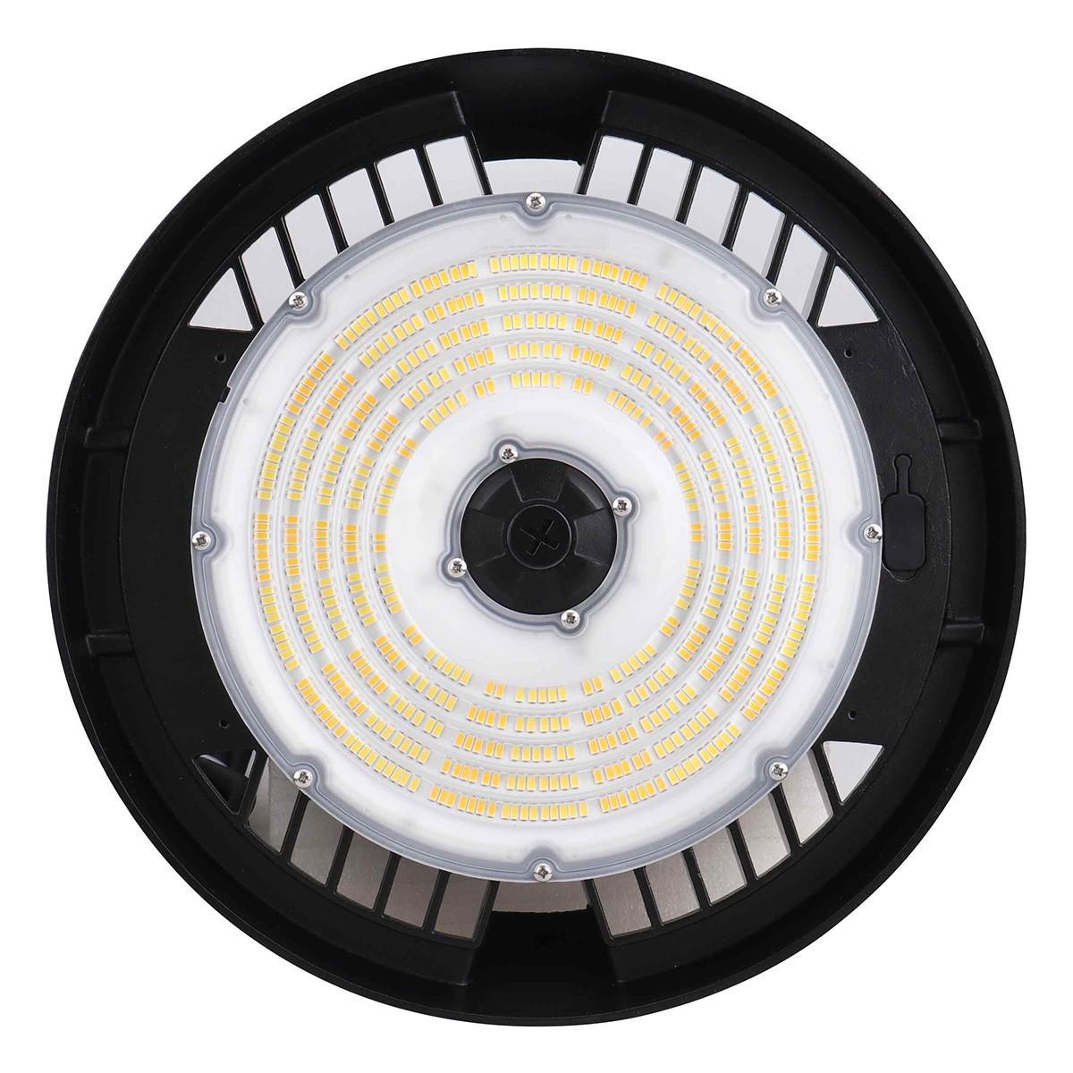 Round High Bay LED Light, 150 Watts 24000 Lumens, 4000K/5000K, NEMA 4X, Black Finish, 120-347V - Bees Lighting