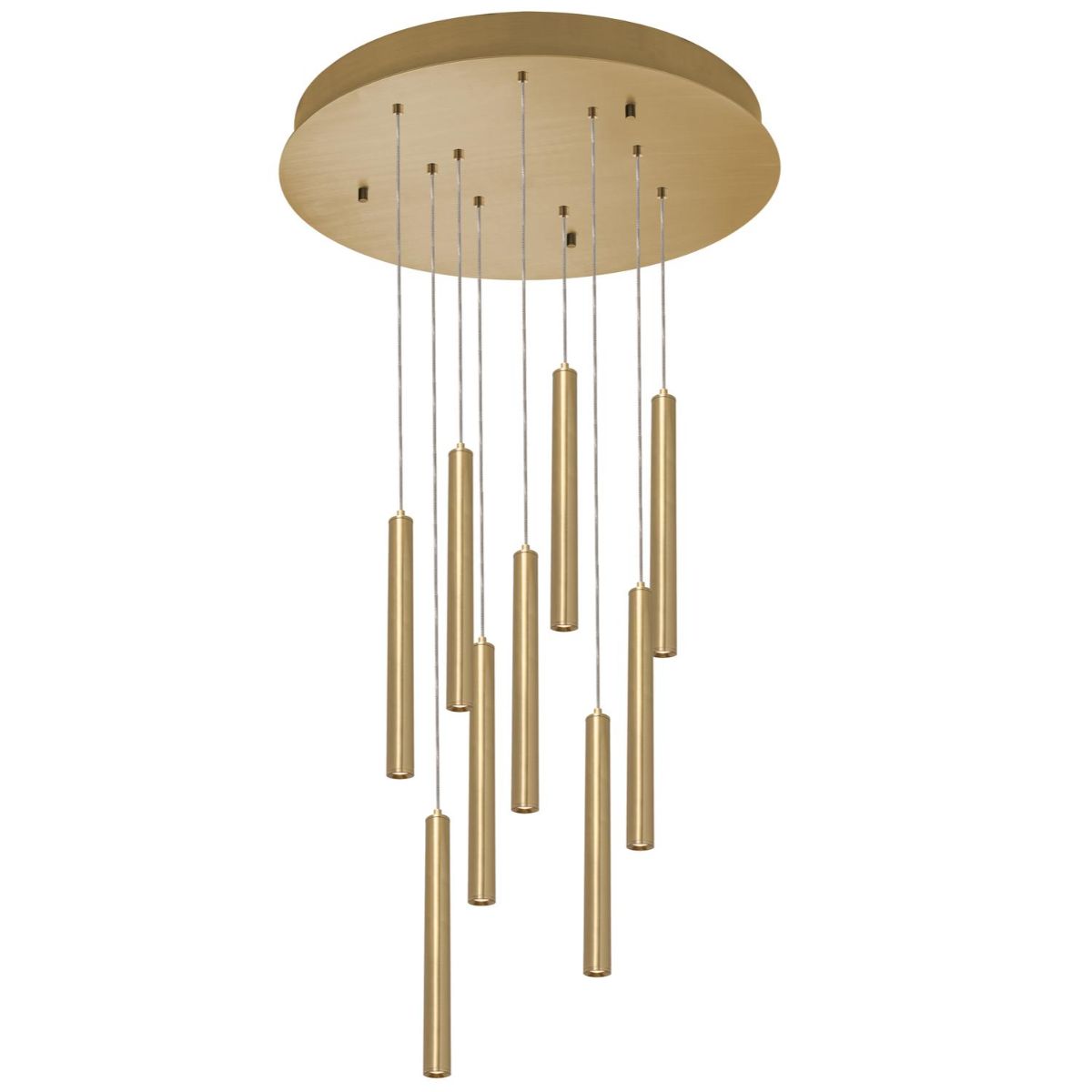 Eli 9 Lights 24 In. LED Pendant Light Satin Brass Finish - Bees Lighting