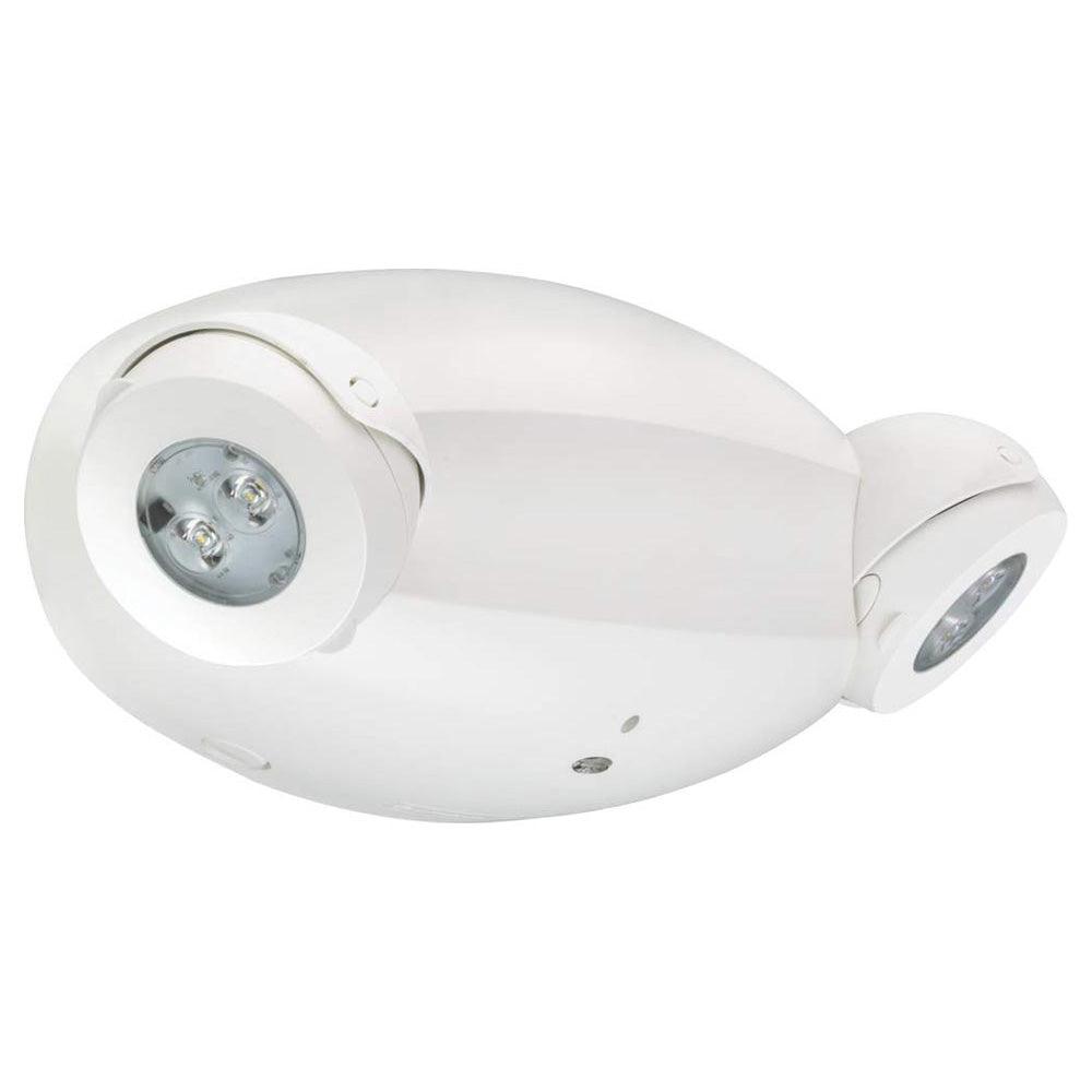 LED Emergency Light 6-Watts 2 Adjustable Lights with Battery Backup, White Thermoplastic