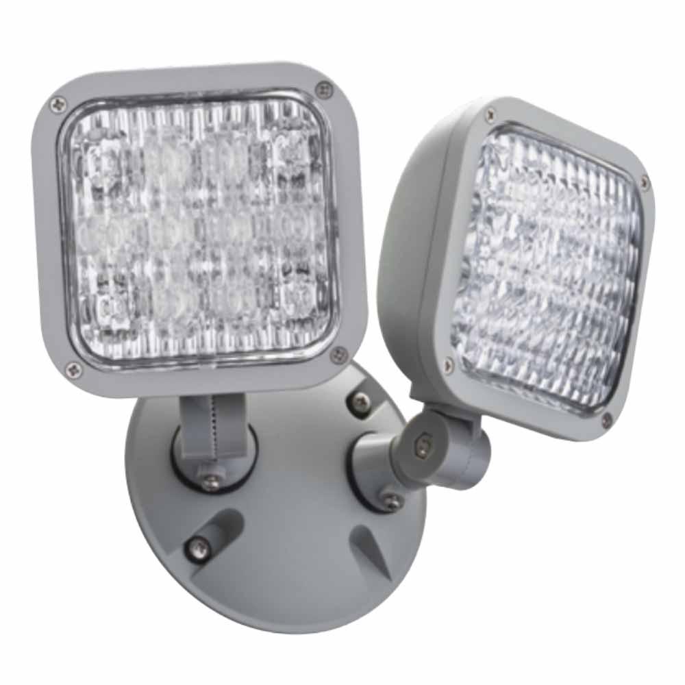 Twin-Head Outdoor Remote LED Emergency Light, Gray