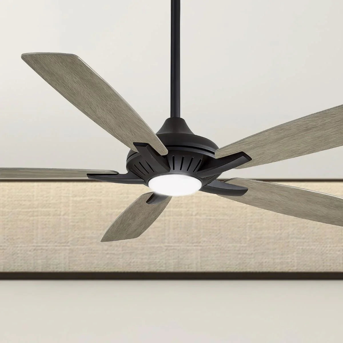 Dyno LED 52" Black Coal Ceiling Fan with Remote, Seashore Grey Blades - Bees Lighting
