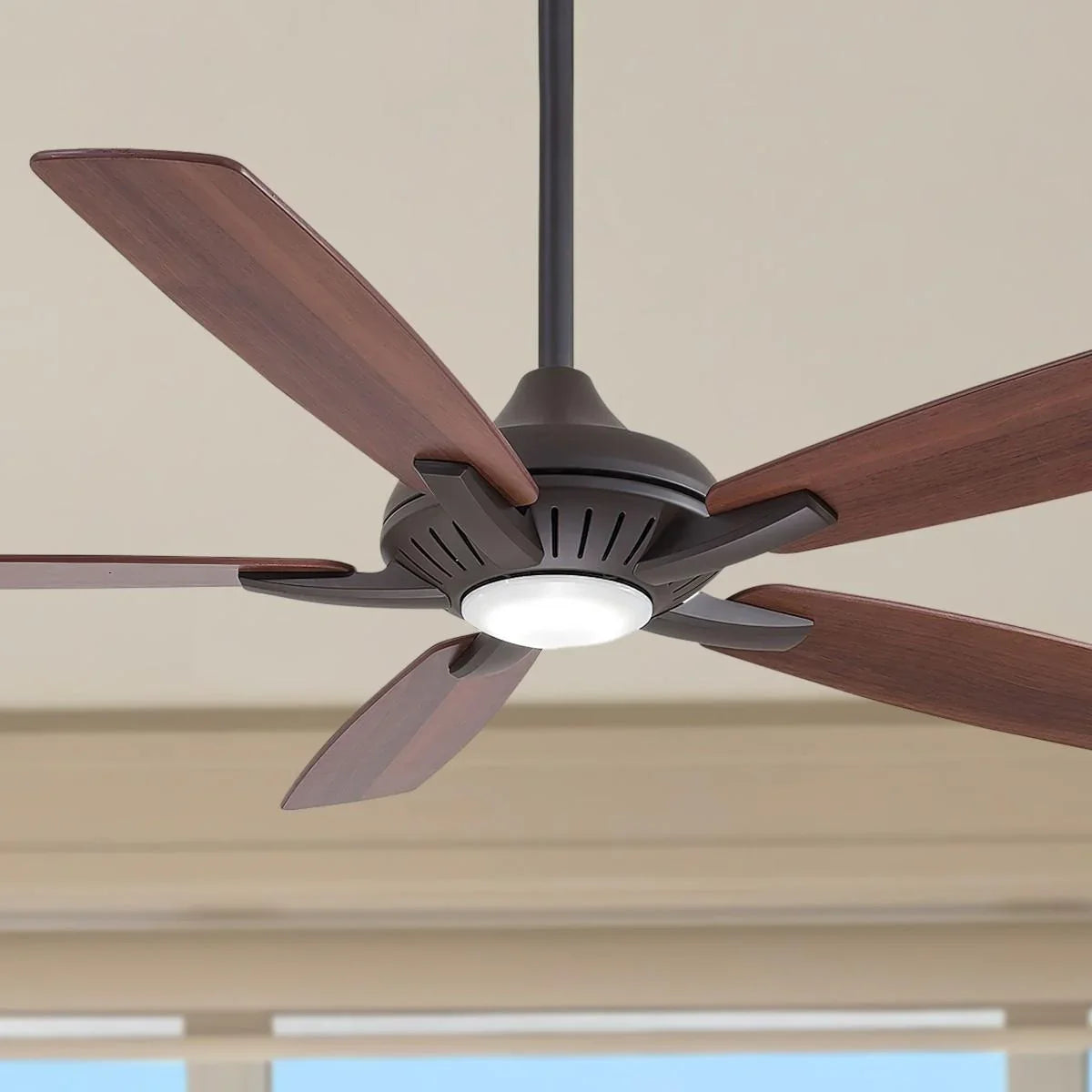 Dyno LED 52" Oil Rubbed Bronze Ceiling Fan with Remote, Medium Maple/Dark Walnut Blades - Bees Lighting