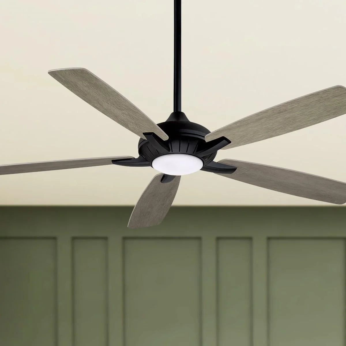 Dyno XL LED 60" Black Coal Ceiling Fan with Remote, Seashore Grey Blades - Bees Lighting