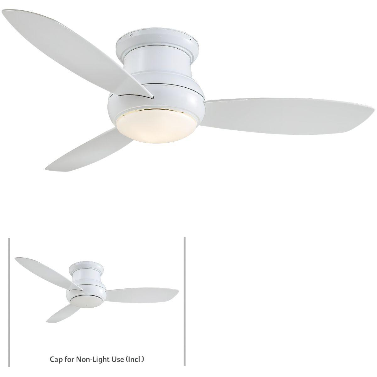 Concept II Wet 52" White LED Outdoor Hugger Ceiling Fan with Wall Control - Bees Lighting
