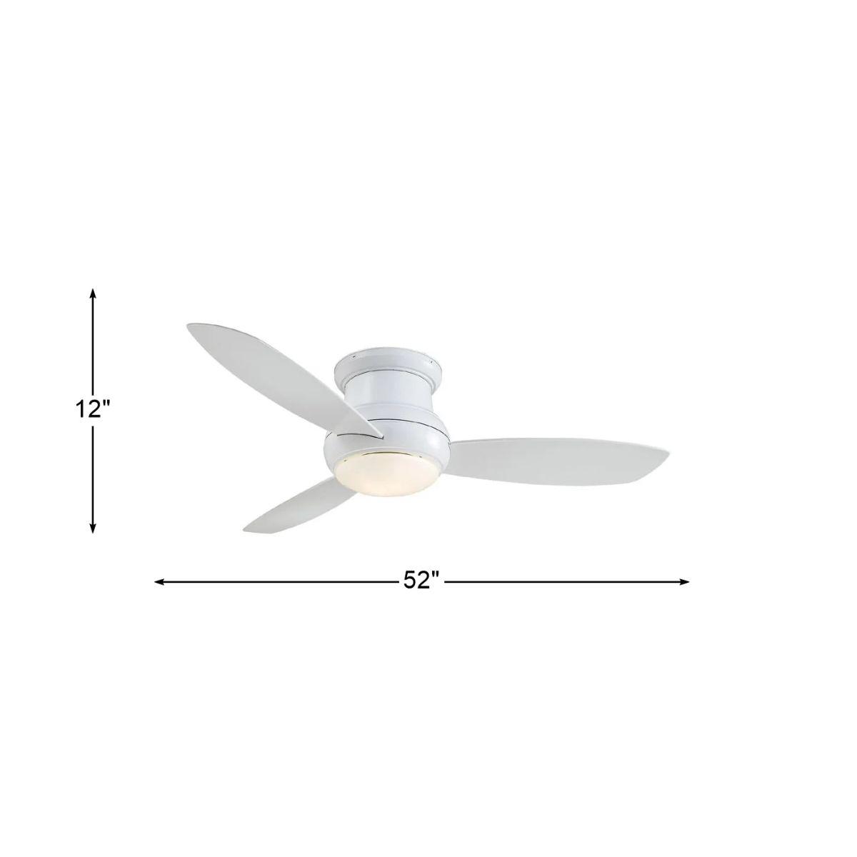 Concept II Wet 52" White LED Outdoor Hugger Ceiling Fan with Wall Control - Bees Lighting
