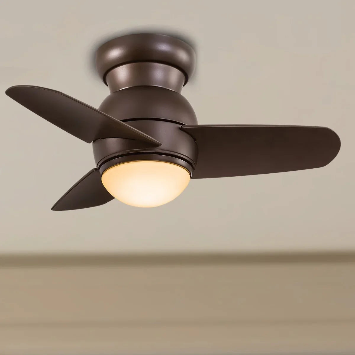 Spacesaver LED 26" Bronze Hugger Ceiling Fan with Wall Control - Bees Lighting