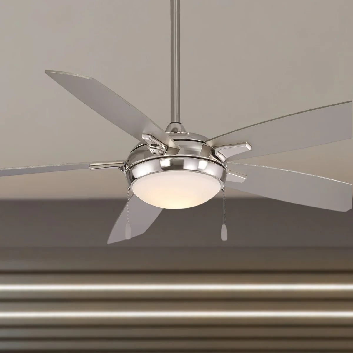 Lun-Aire LED 54" Nickel Ceiling Fan with Pull Chain - Bees Lighting