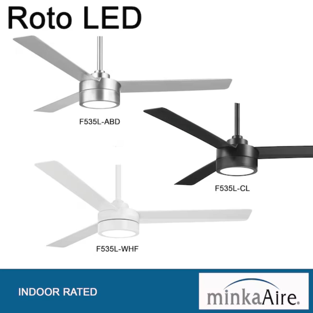 Roto LED 52" Black Coal Ceiling Fan with Etched Lens - Bees Lighting