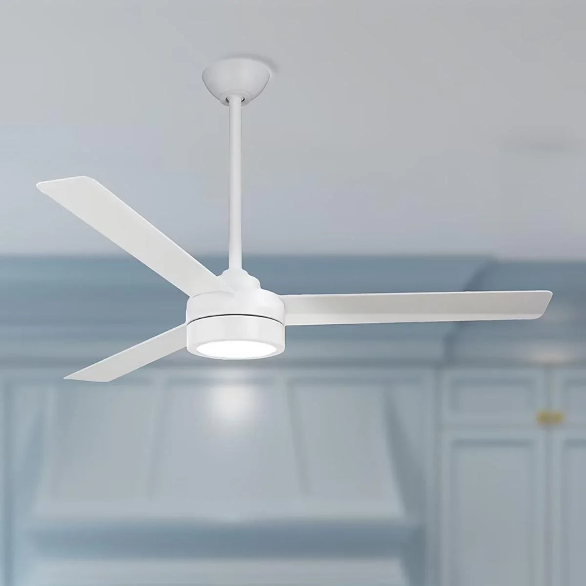 Roto LED 52" White Ceiling Fan with Etched Lens - Bees Lighting