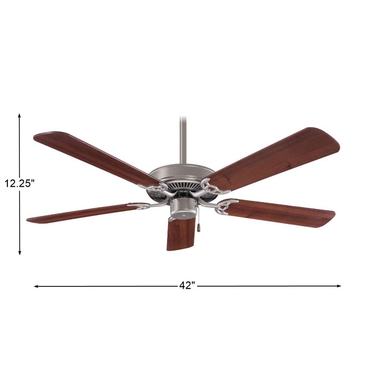 Contractor 42 Inch Ceiling Fan with Pull Chain, Brushed Steel with Dark Walnut Blades - Bees Lighting