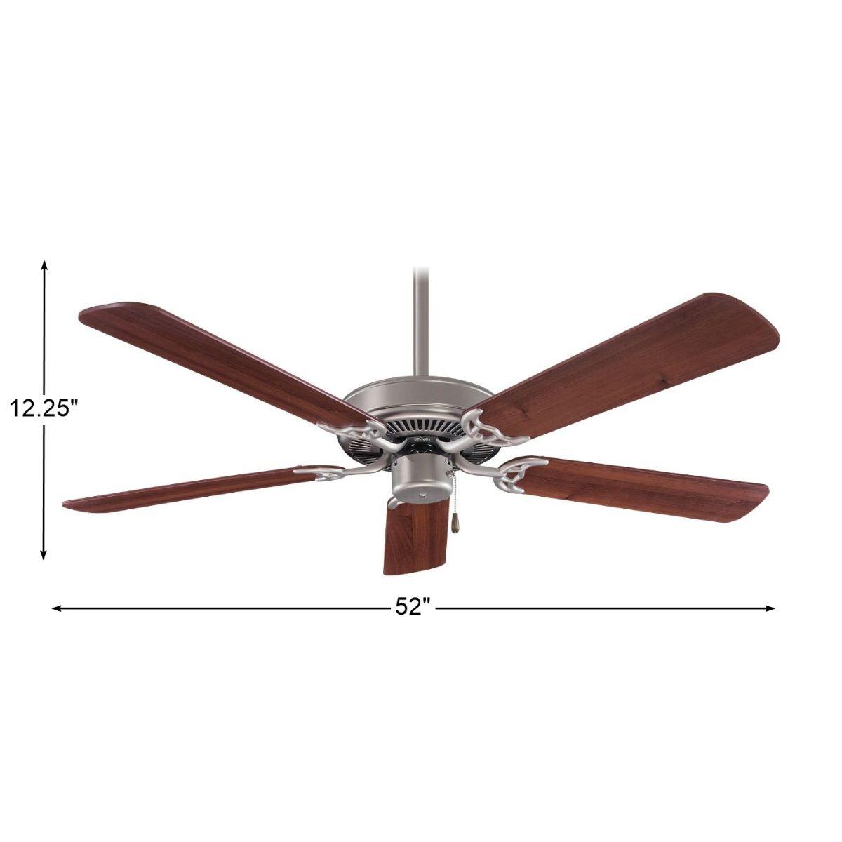 Contractor 52 Inch Ceiling Fan with Pull Chain, Brushed Steel with Dark Walnut Blades - Bees Lighting