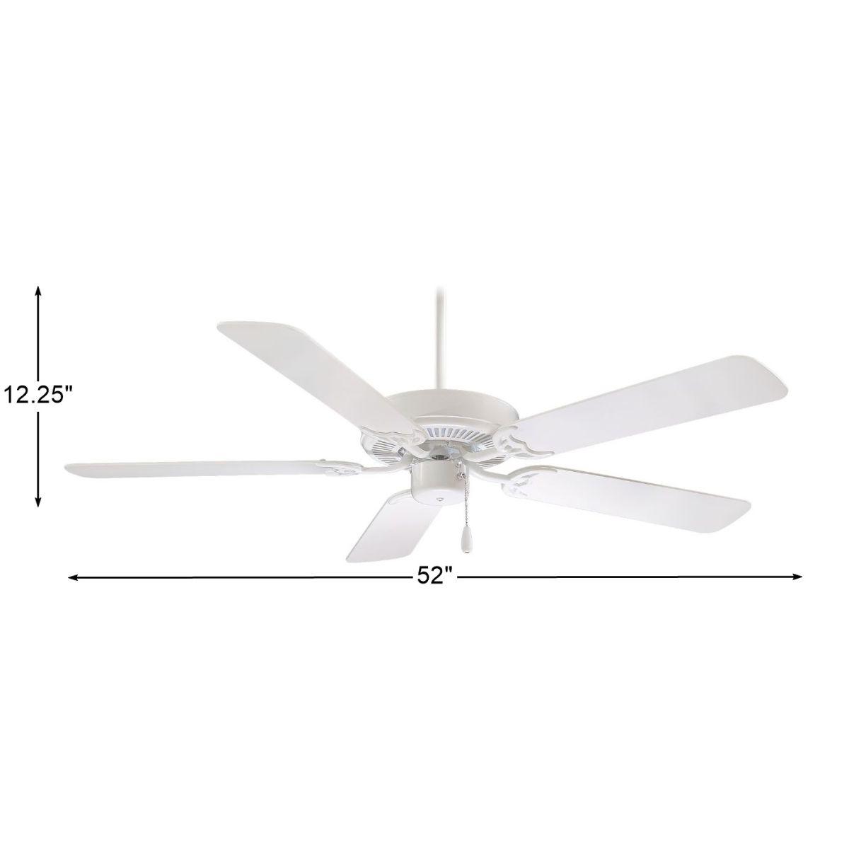 Contractor 52 Inch Ceiling Fan with Pull Chain, White - Bees Lighting