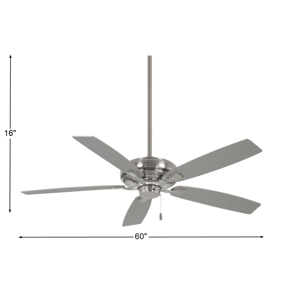 Watt 60" Brushed Nickel Ceiling Fan with Pull Chain - Bees Lighting