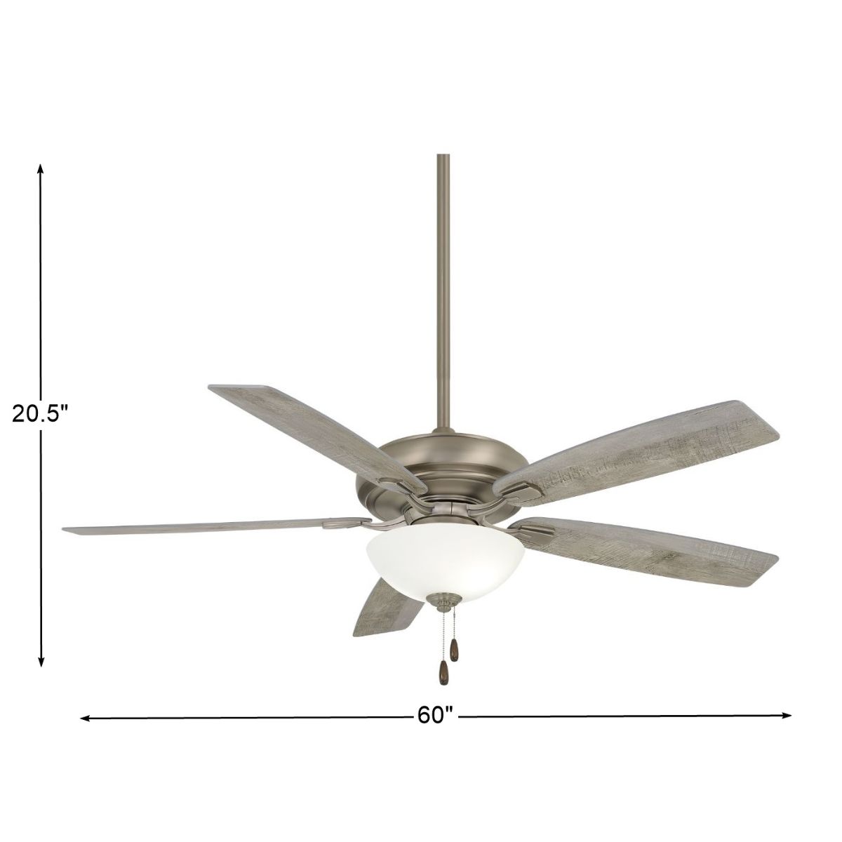 Watt II LED 60" Burnished Nickel Ceiling Fan with Pull Chain - Bees Lighting