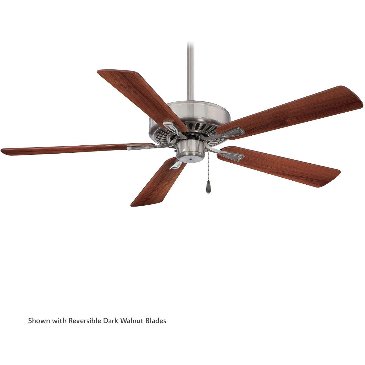 Contractor Plus 52 Inch Ceiling Fan with Pull Chain, Brushed Nickel with Walnut Blades - Bees Lighting