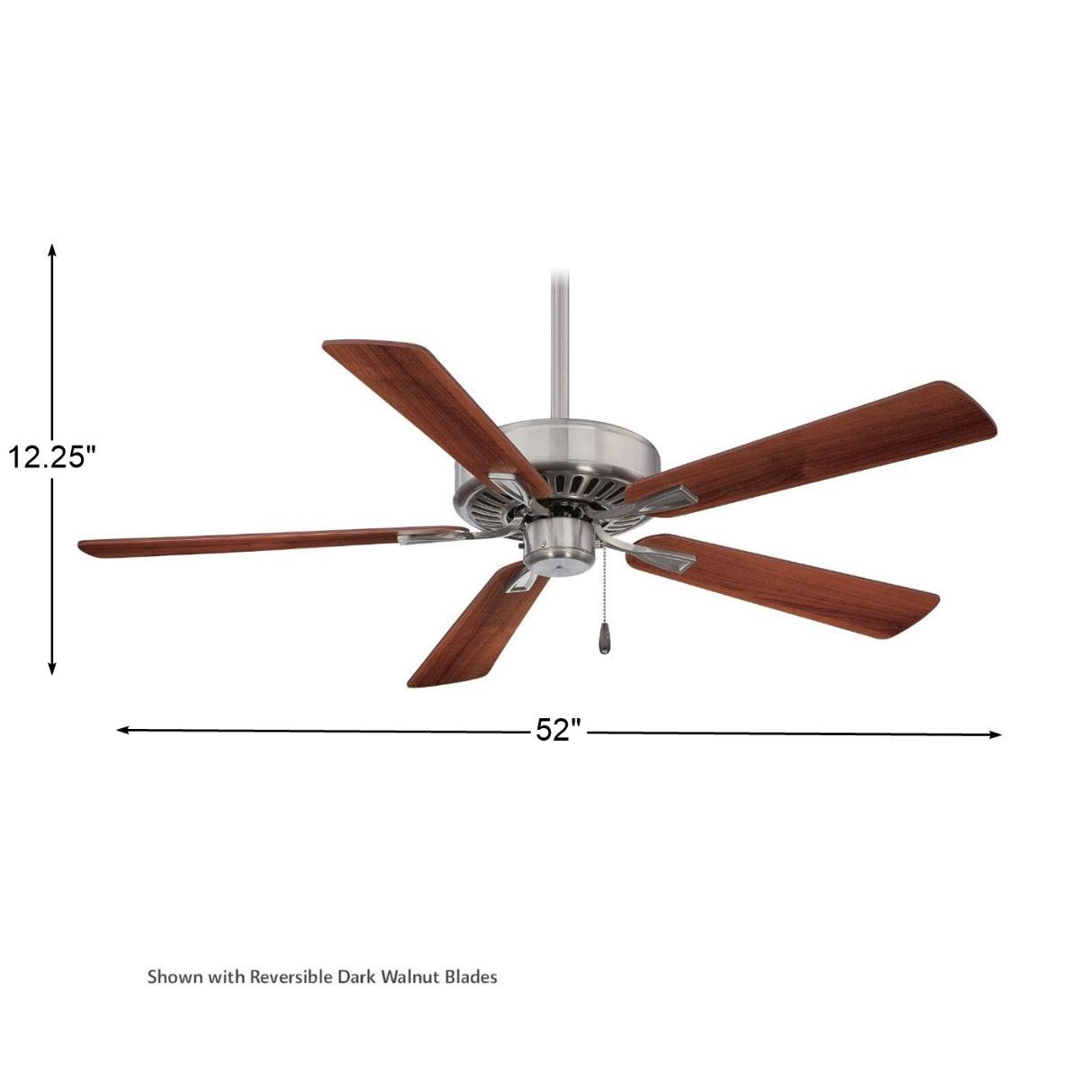 Contractor Plus 52 Inch Ceiling Fan with Pull Chain, Brushed Nickel with Walnut Blades - Bees Lighting