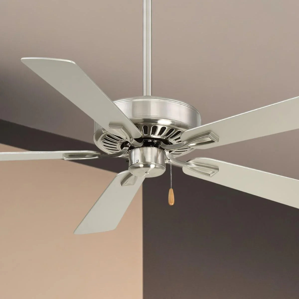 Contractor Plus 52" Ceiling Fan with Pull Chain, Brushed Nickel with Silver Blades - Bees Lighting