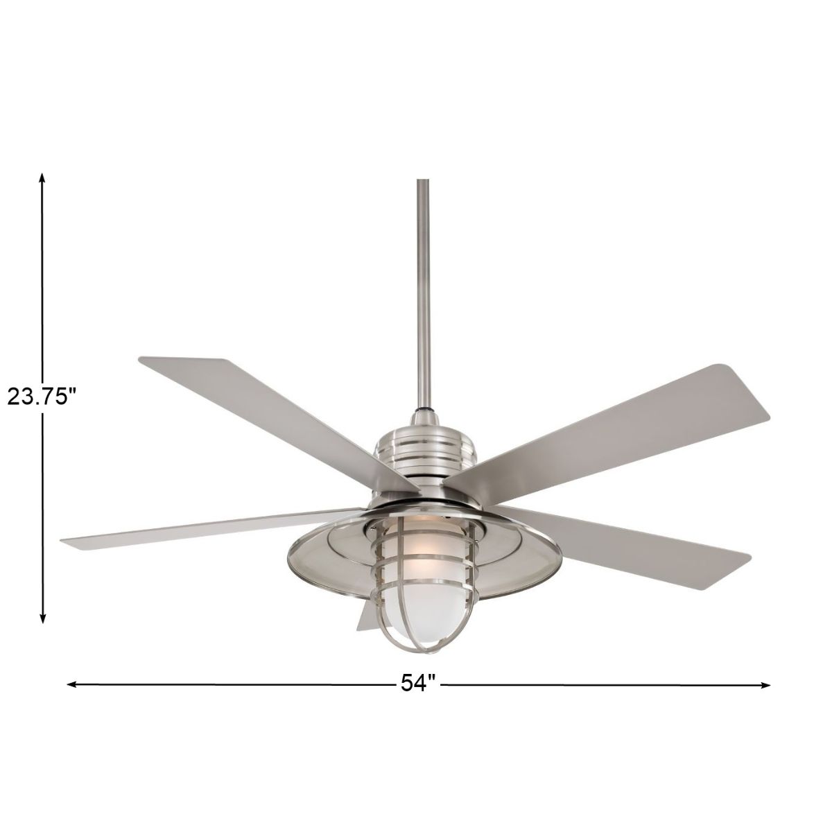 Rainman LED 54" Nickel Cage Outdoor Ceiling Fan with Wall Control - Bees Lighting