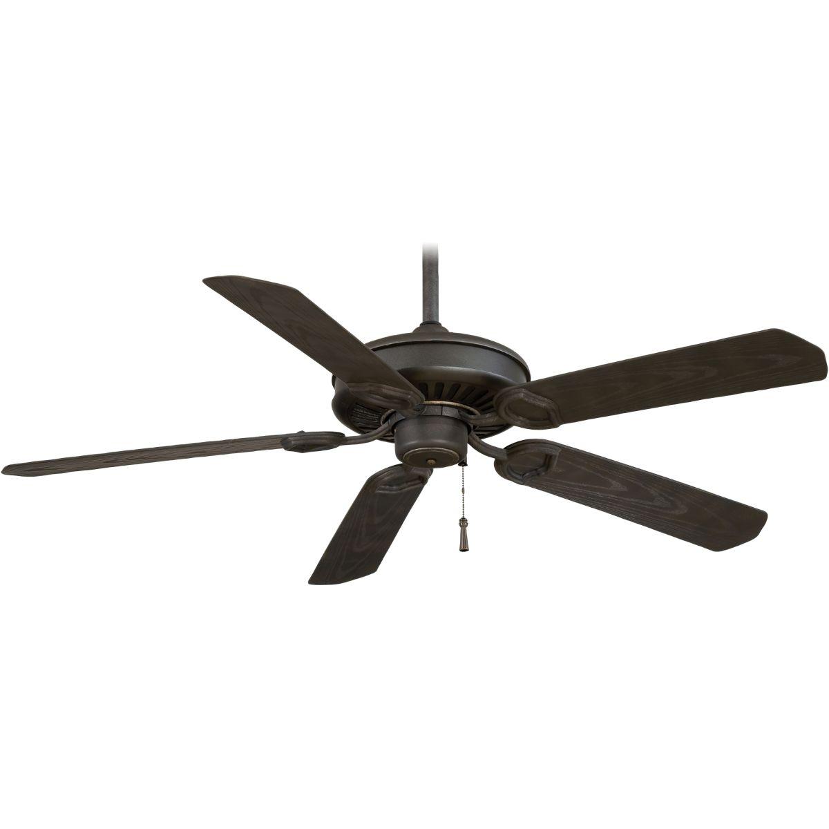 Sundowner 54" Black Iron Wet Rated Ceiling Fan with Pull Chain - Bees Lighting