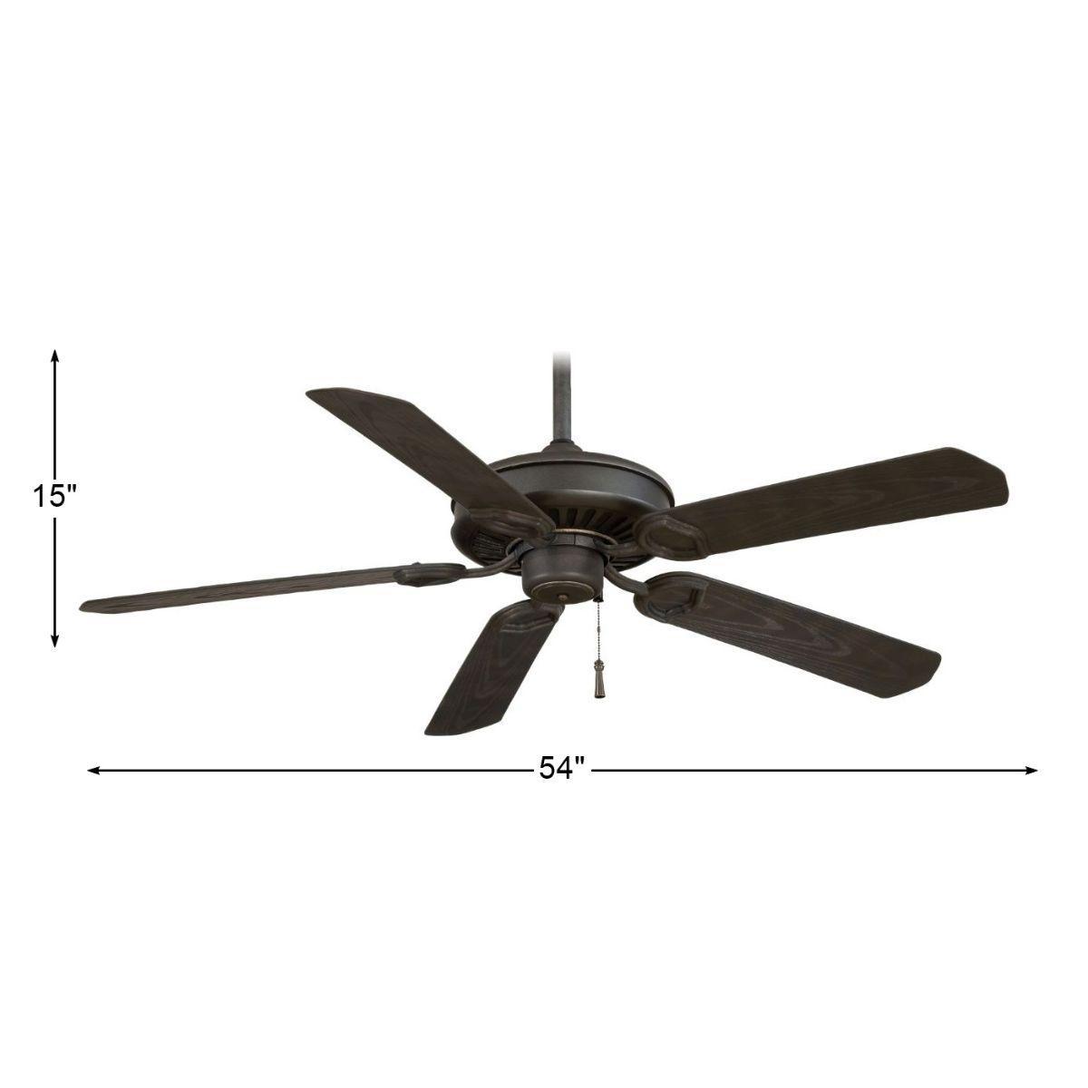 Sundowner 54" Black Iron Wet Rated Ceiling Fan with Pull Chain - Bees Lighting