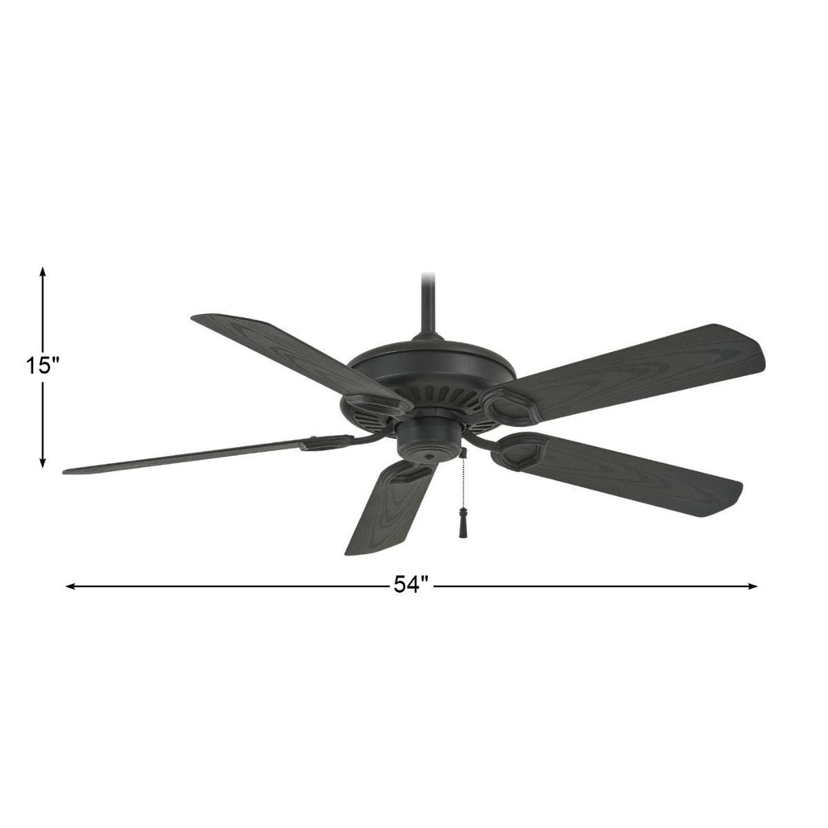 Sundowner 54" Textured Coal Wet Rated Ceiling Fan with Pull Chain - Bees Lighting