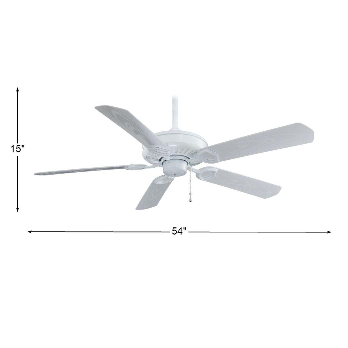 Sundowner 54" White Wet Rated Ceiling Fan with Pull Chain - Bees Lighting