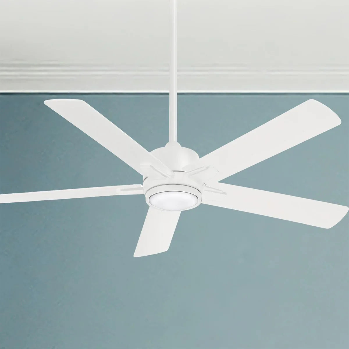Stout 54" Ceiling Fan with LED Light Kit and Remote, Flat White - Bees Lighting