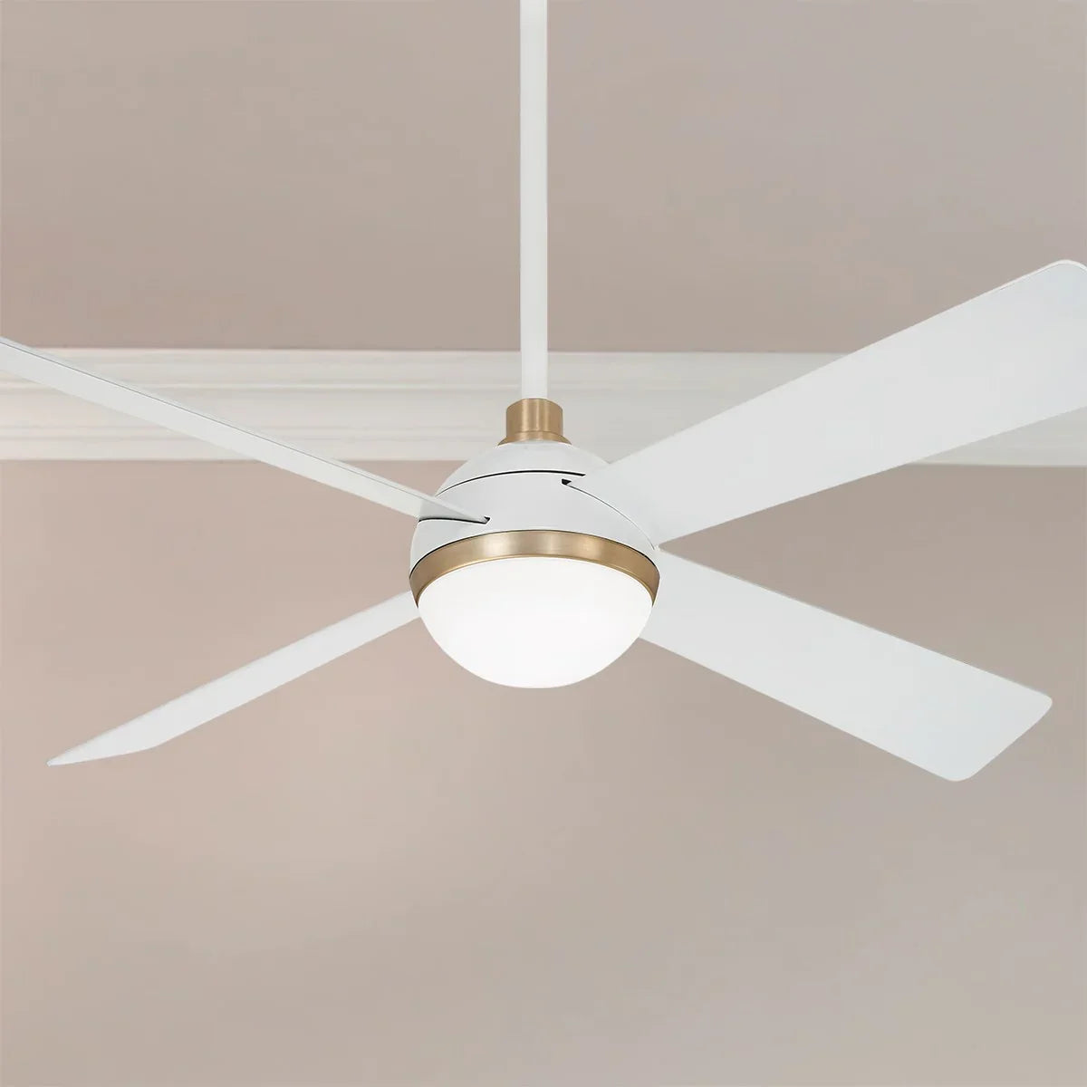 Orb LED 54" White & Brass Ceiling Fan with Remote - Bees Lighting
