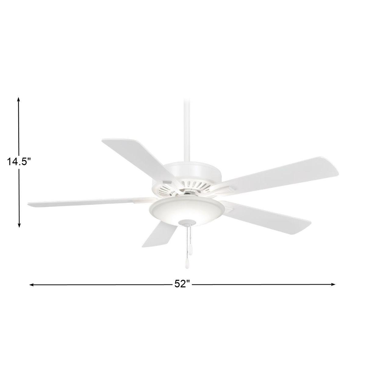 Contractor Uni-Pack LED 52 Inch Ceiling Fan with Pull Chain, White - Bees Lighting