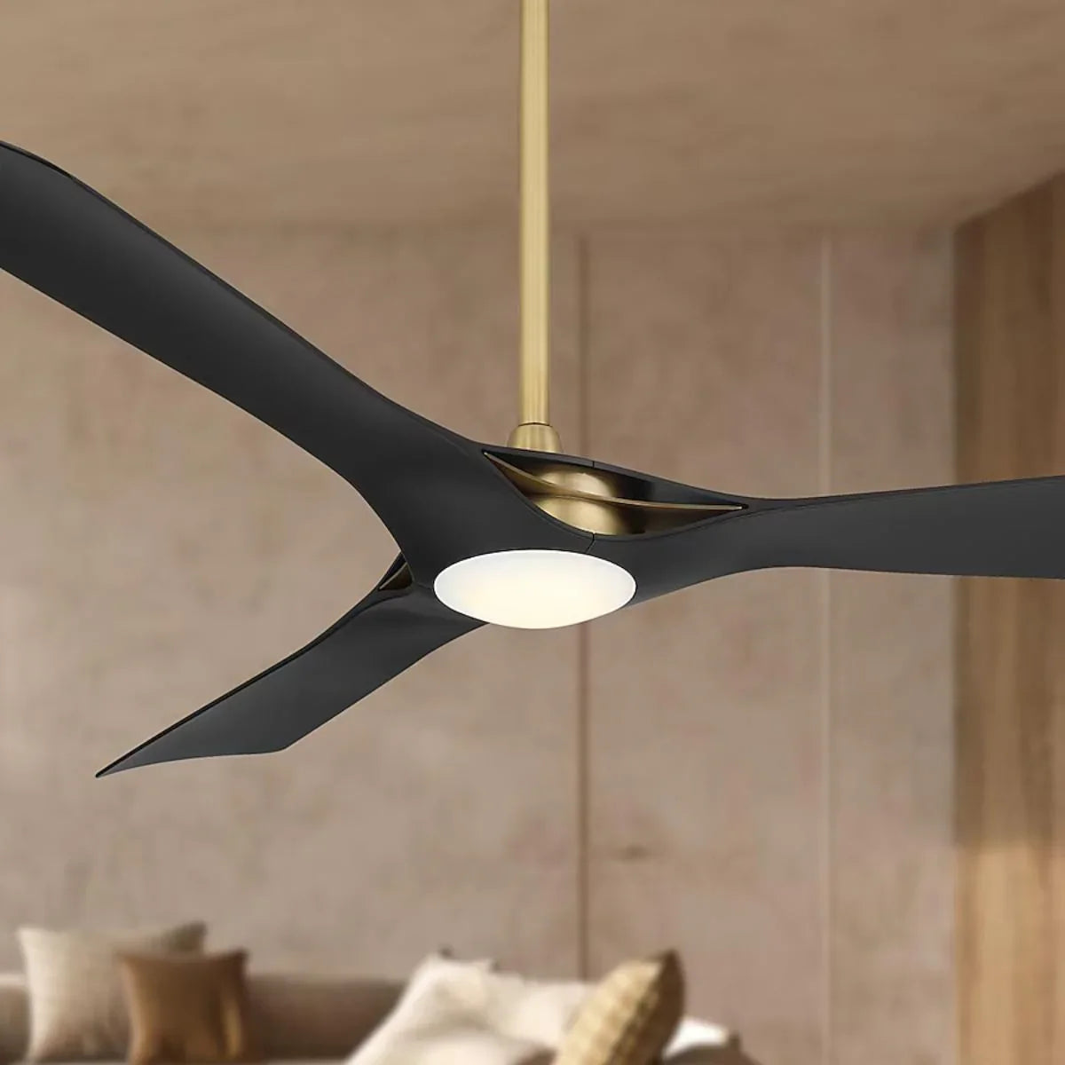 Bridge 60" Brass & Black Coal LED Smart Ceiling Fan - Bees Lighting