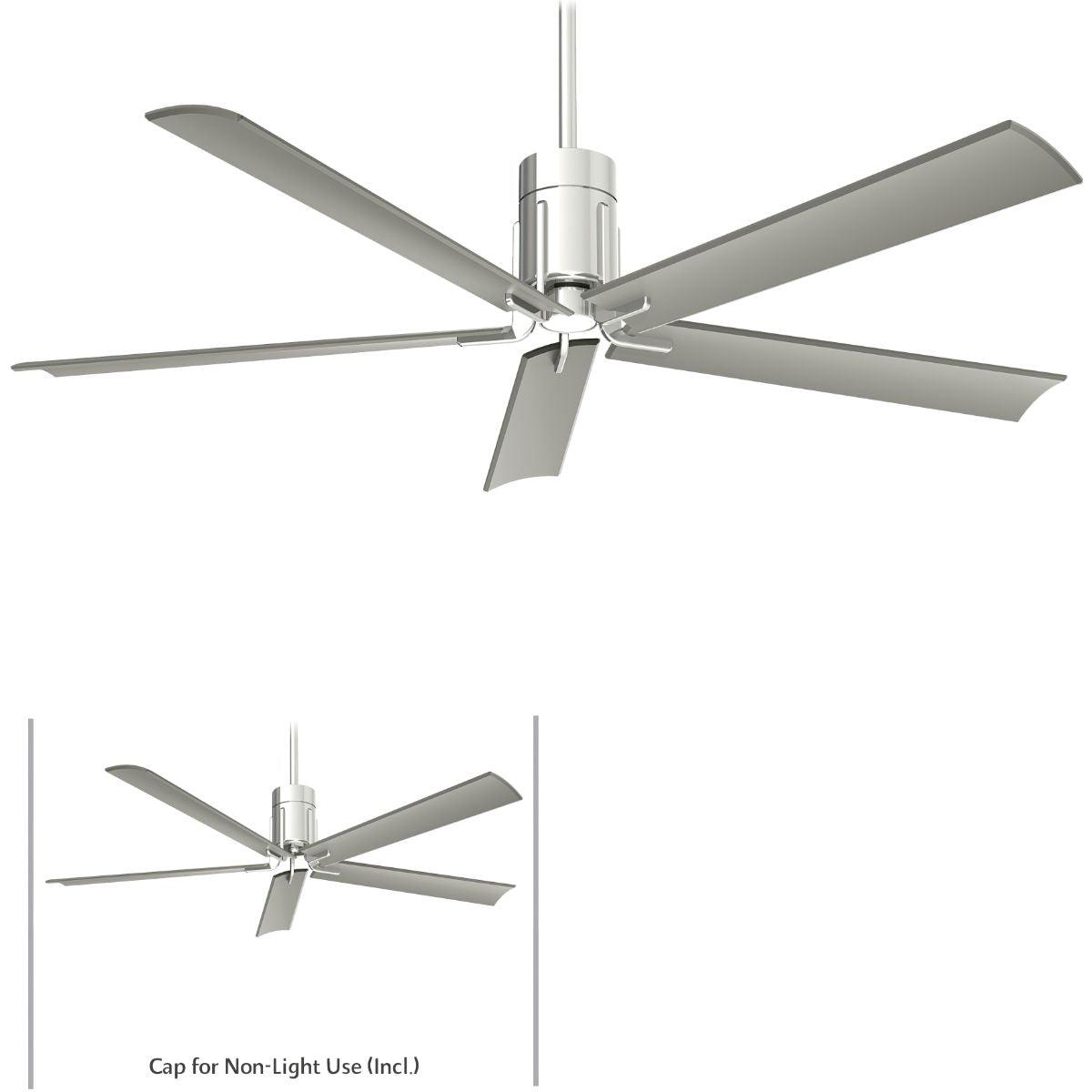 Clean LED 60" 5-Blade Polished Nickel LED Ceiling Fan with Remote - Bees Lighting