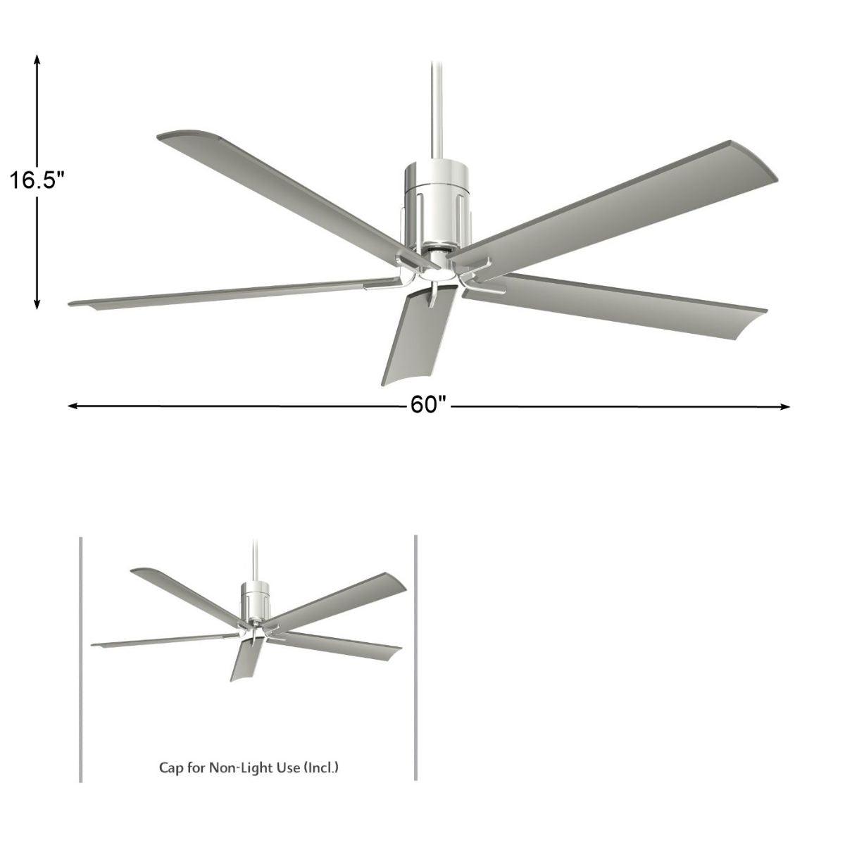 Clean LED 60" 5-Blade Polished Nickel LED Ceiling Fan with Remote - Bees Lighting