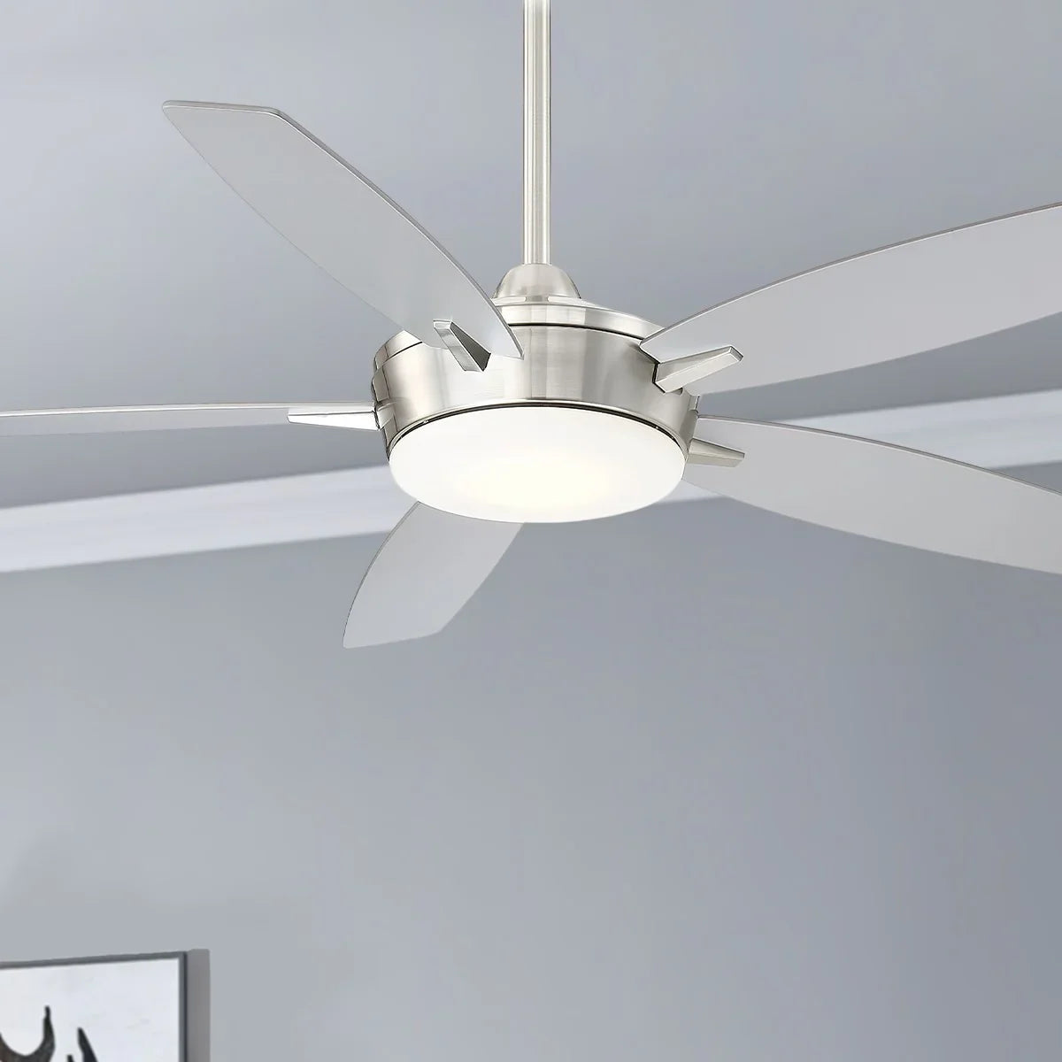 Espace LED 52" Nickel Ceiling Fan with Light and Remote - Bees Lighting