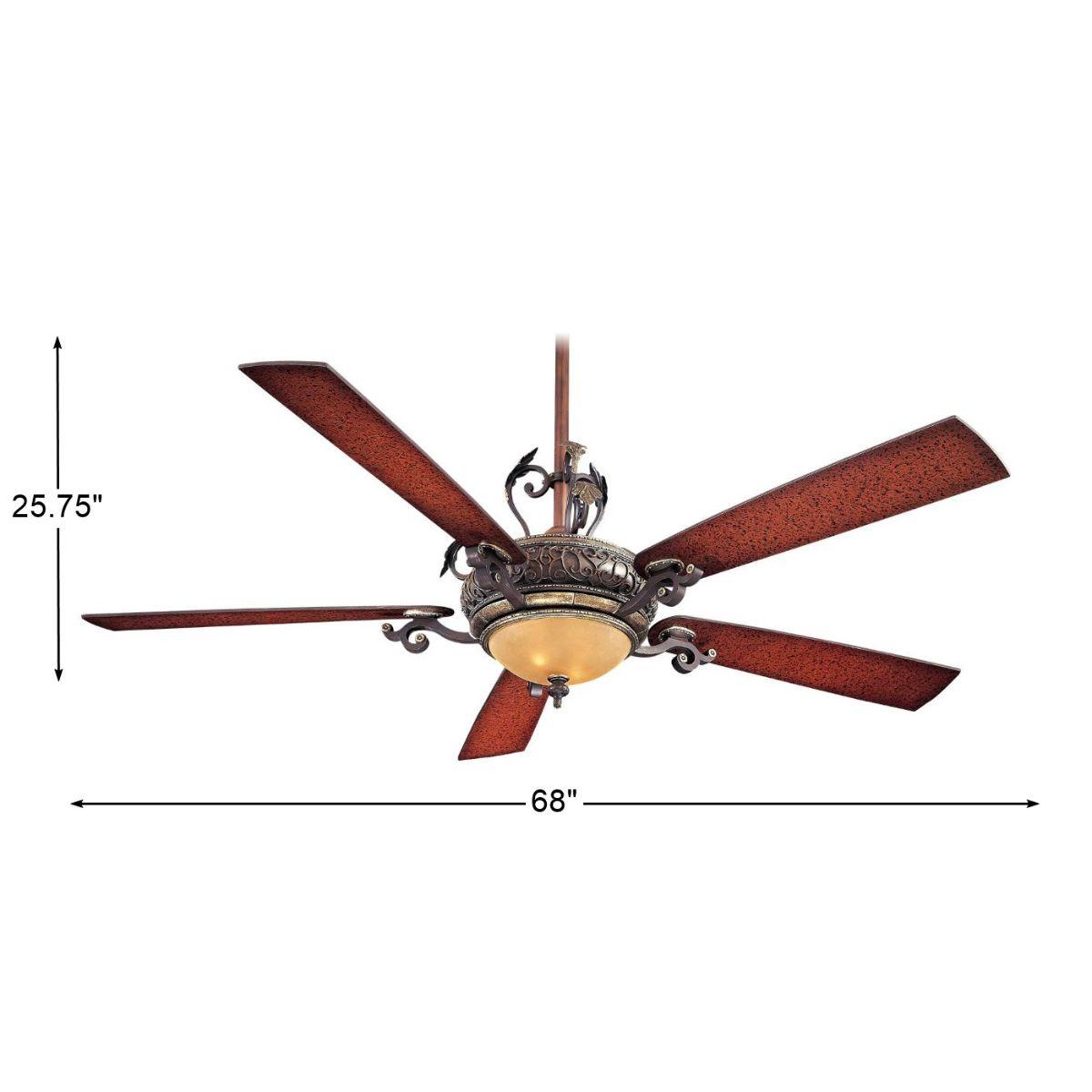 Napoli 68 Inch Ceiling Fan with Light and Remote, Sterling Walnut - Bees Lighting