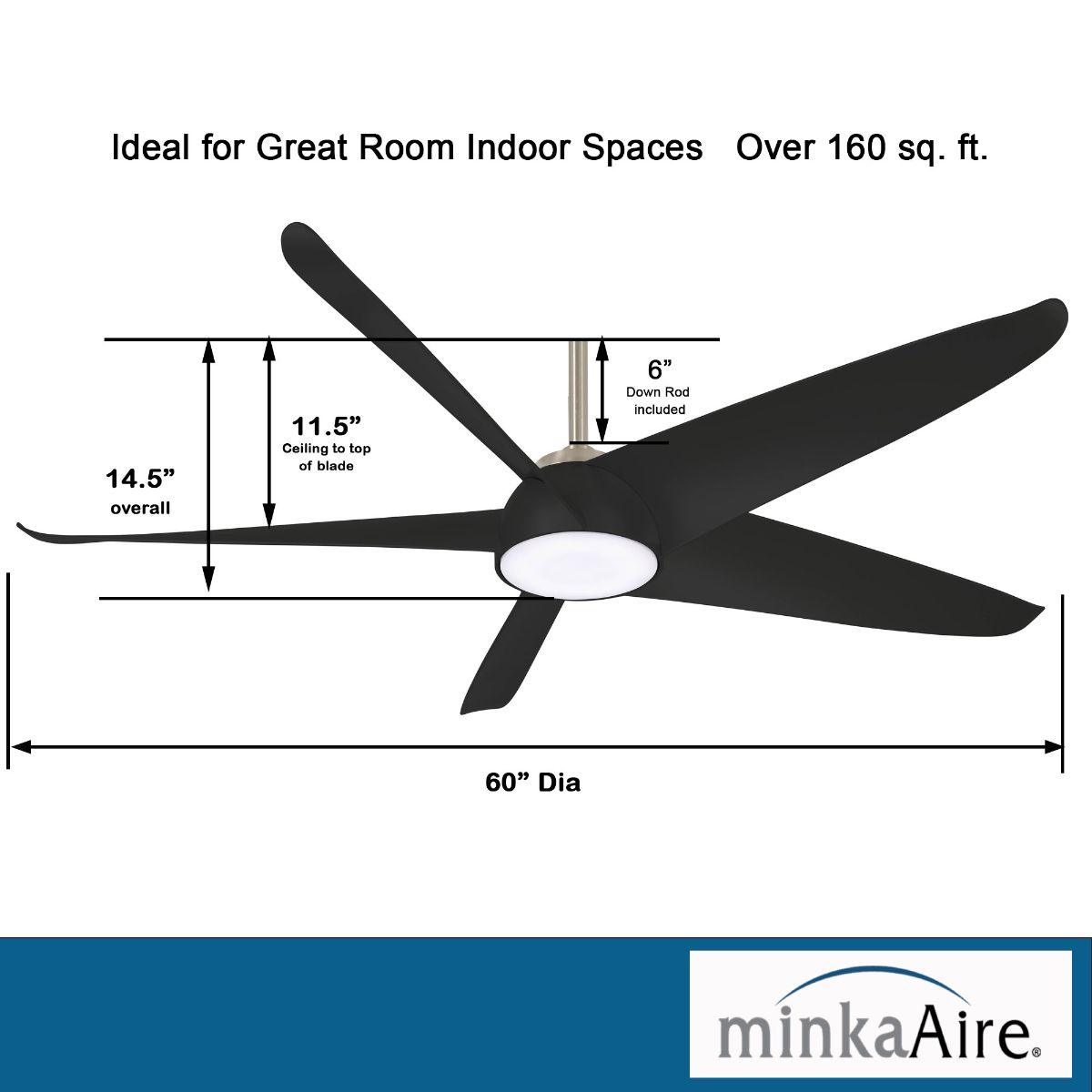 Ellipse LED 60" Black Coal Smart Ceiling Fan with Light and Remote - Bees Lighting