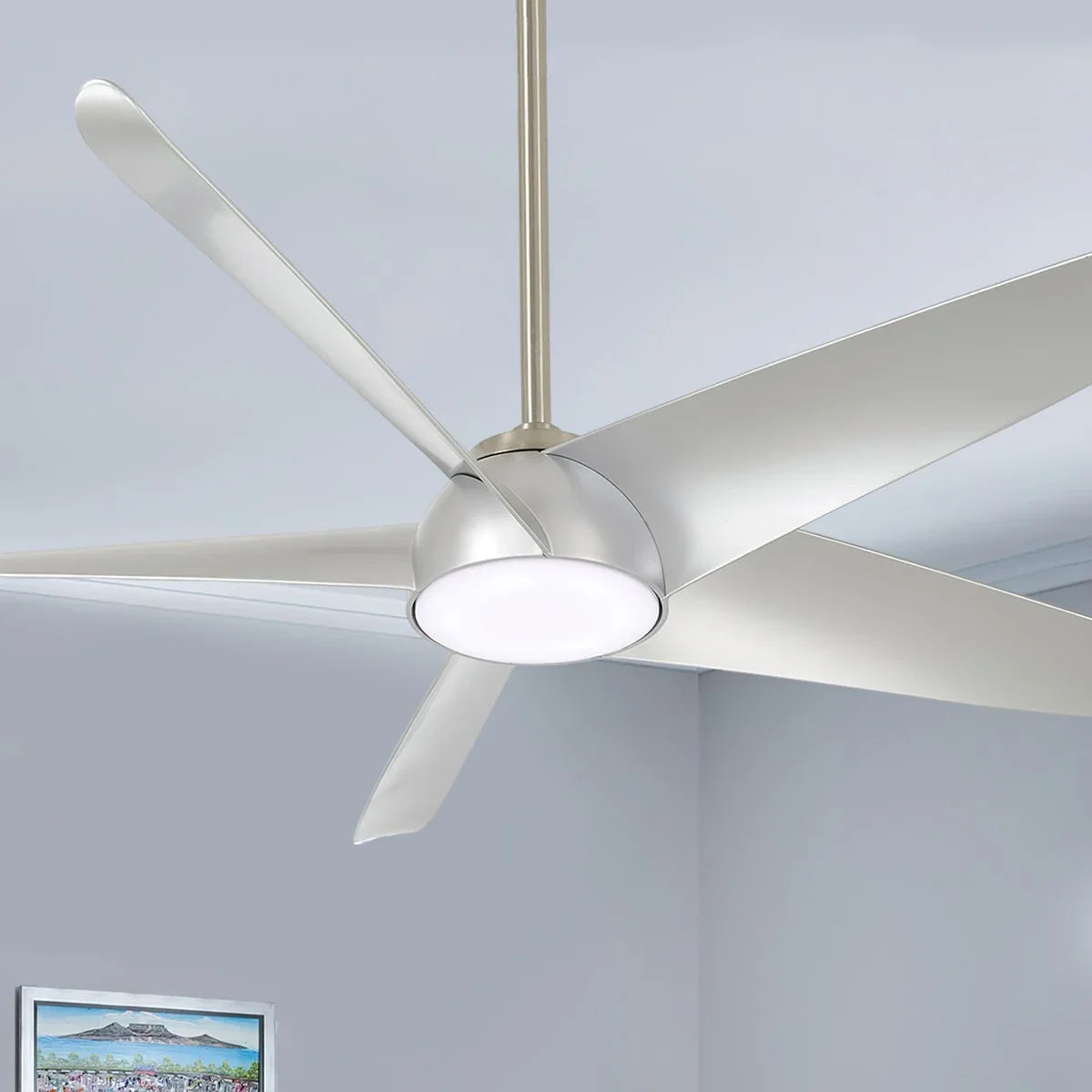 Ellipse LED 60" Silver Smart Ceiling Fan with Light and Remote - Bees Lighting