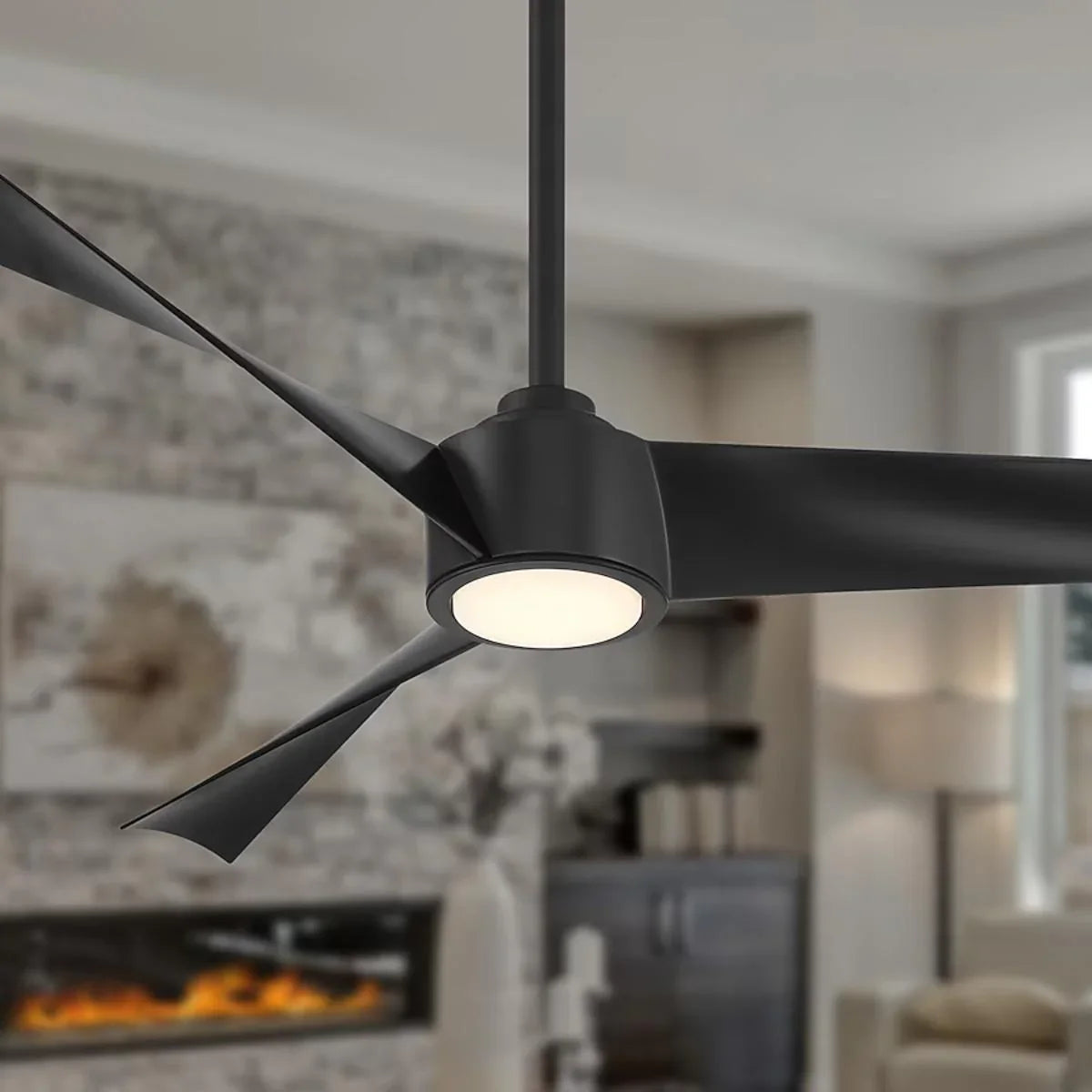 Pike 56" Black Coal Indoor Ceiling Fan with Light - Bees Lighting
