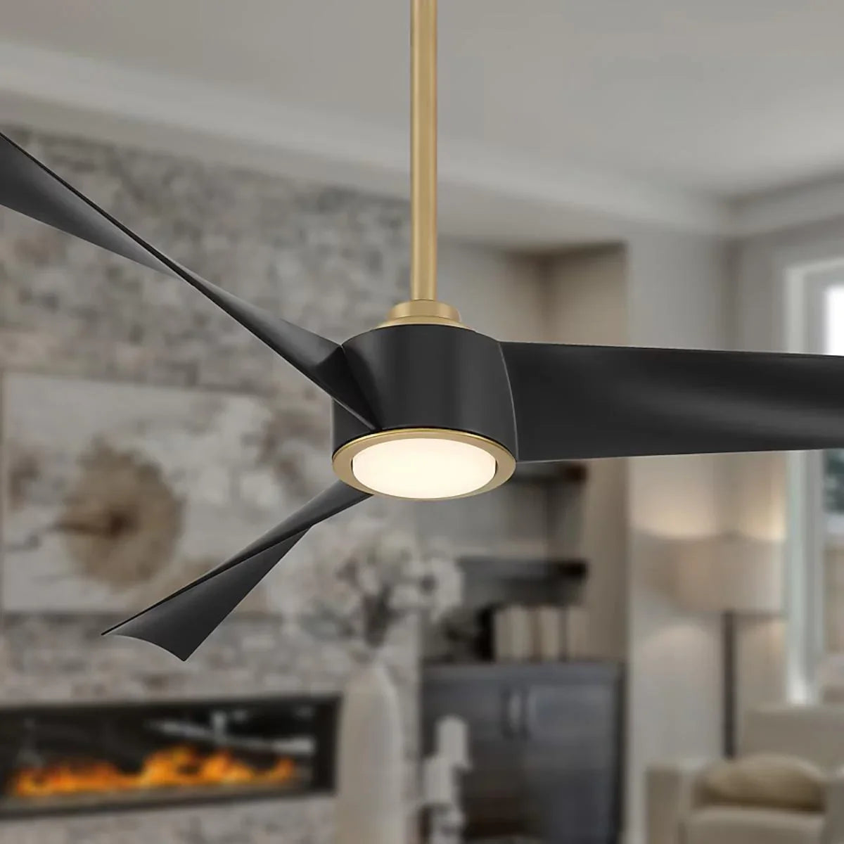 Pike 56" Brass Indoor Ceiling Fan with Light - Bees Lighting